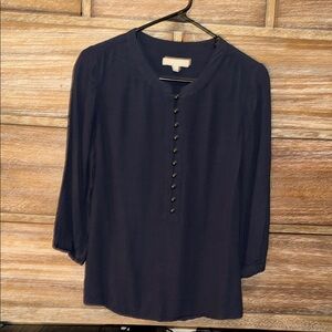 Banana Republic Blue 3/4 Sleeve Buttoned Blouse
